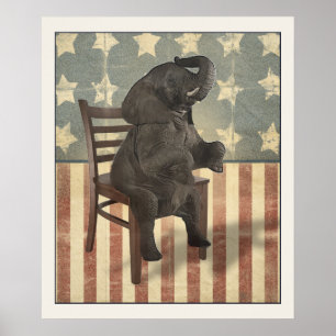 Funny Political GOP Elephant neemt het voorzitters Poster