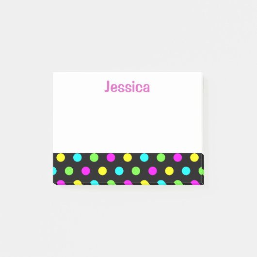Funny Polka Dots op Black Girly Name Post Post-it® Notes (Voorkant)