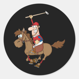 Funny Polo racing horse cartoon Ronde Sticker