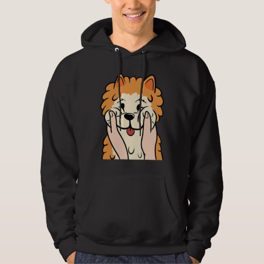 Funny Pomeranian Chubby Cheeks Hoodie (Voorkant)