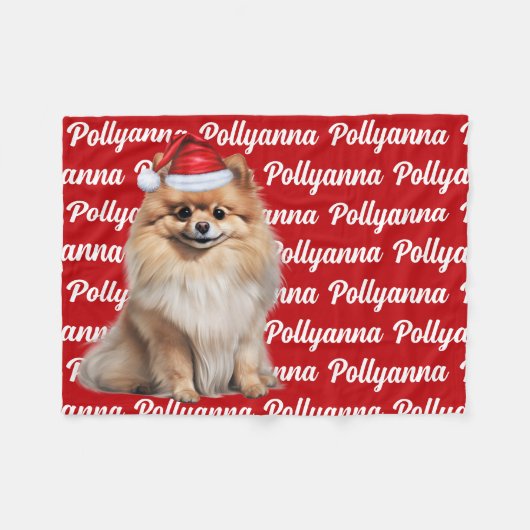 Funny Pomeranian Dog Name Pattern Christmas Fleece Deken (Voorkant (Horizontaal))