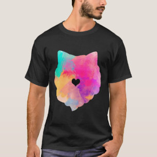 Funny Pomeranian Heart Dog Art Waterverf T-shirt