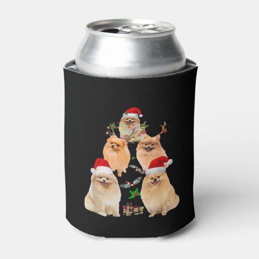 Funny Pomeranian Kerstboom Decor Ornament Cos. Blikjeskoeler (Blikje Voorkant)