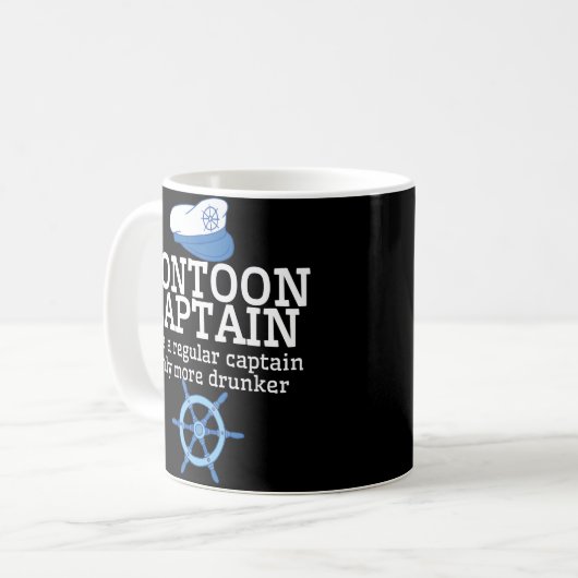 Funny Pontoon Captain Coffee Mok Sailing Boat Gift (Voorkant links)