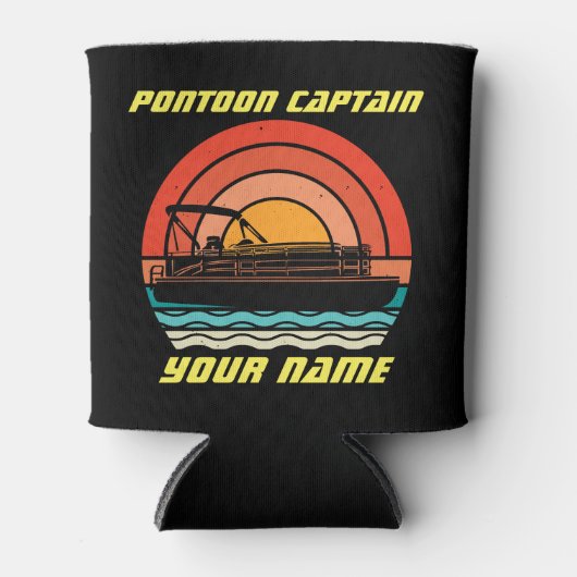 Funny Pontoon Kapitein Summer Boating  Blikjeskoeler (Voorkant)