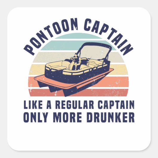 Funny pontooning Gift Pontoon Kapitein Vierkante Sticker (Voorkant)