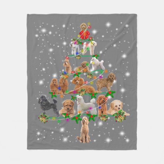 Funny Poodle Christmas Tree Decor Ornament Costume Fleece Deken (Voorkant)