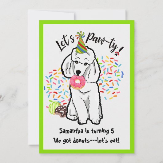 Funny Poodle Dog Donuts Birthday Party Kaart (Voorkant)