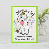 Funny Poodle Dog Donuts Birthday Party Kaart (Staand voorkant)