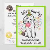 Funny Poodle Dog Donuts Birthday Party Kaart (Voorkant / Achterkant)