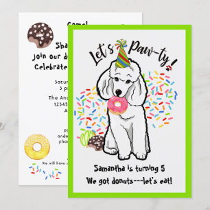 Funny Poodle Dog Donuts Birthday Party Kaart