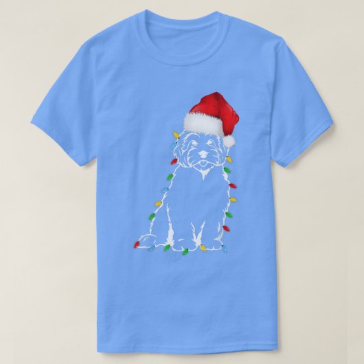 Funny Poodle Dog Tree kerstlampjes Pajama T-shirt (Design voorkant)