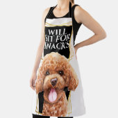 Funny poodle dog zit op snacks voor waterverf kuns schort (Insitu)