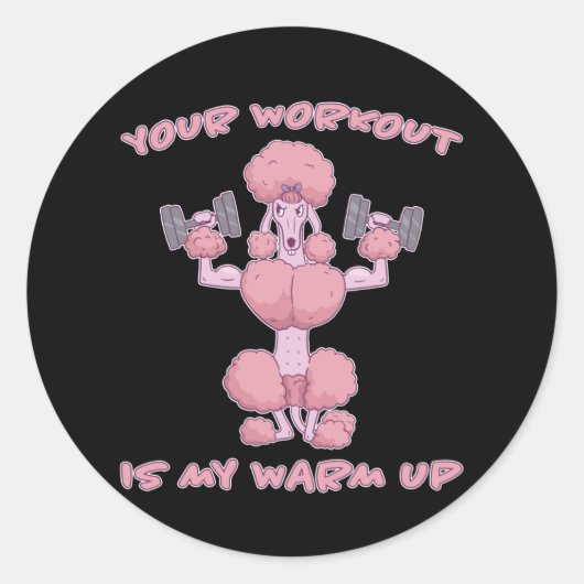 Funny Poodle Fitness Training Workout Ronde Sticker (Voorkant)