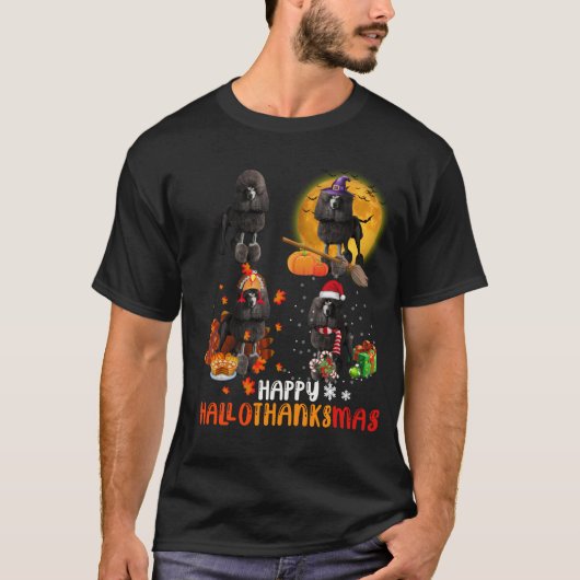 Funny Poodle Happy HalloBedankt Mas kerstcadeau T-shirt (Voorkant)