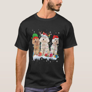 Funny Poodle-kerstlampjes Santa Elf Reindeer D T-shirt