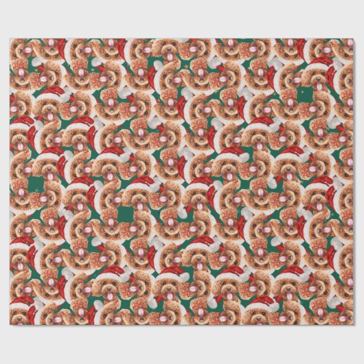 Funny Poodle-kerstpatroon Cadeaupapier (Vlak)