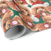 Funny Poodle-kerstpatroon Cadeaupapier (Rol Hoek)
