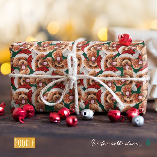 Funny Poodle-kerstpatroon Cadeaupapier