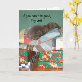 Funny Poodle op kerstcadedag Kaart (Gele Bloem)