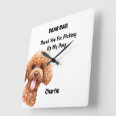 Funny Poodle Waterverf Canine Art Vierkante Klok (Hoek)