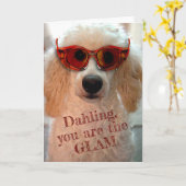 Funny Poodle Wearing Shades Sunbril Card Kaart (Gele Bloem)