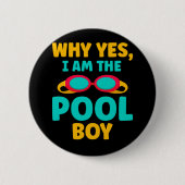 Funny Pool Boy Swimmer Fun Swimming Ronde Button 5,7 Cm (Voorkant)