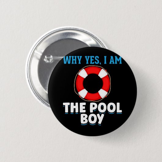 Funny Pool Boy Swimmer Humor Ronde Button 5,7 Cm (Voorkant /achterkant)
