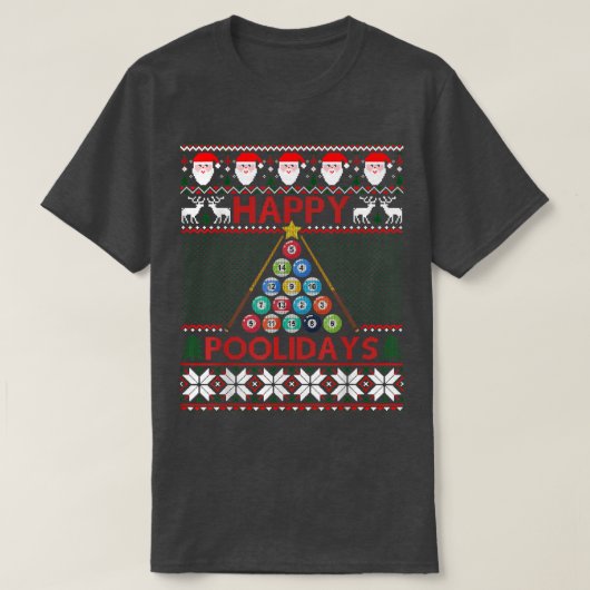 Funny Pool Christmas Tree Billiards Ugly Sweater T-shirt (Design voorkant)
