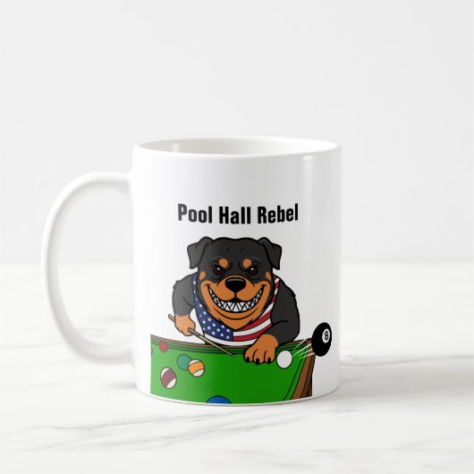 Funny Pool Hall Rebel Rottweiler Coffee Mugs Koffiemok (Links)