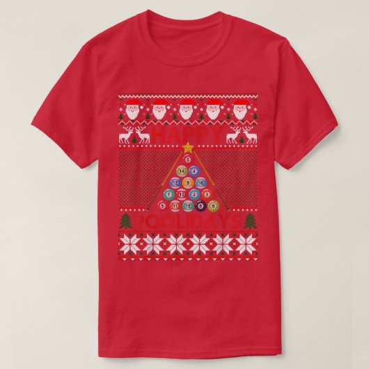 Funny Pool Kerstboom Billiards Ugly Sweater T-shirt (Design voorkant)