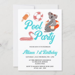 Funny Pool Party Birthday Kaart