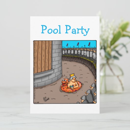Funny Pool Party Invitation Kaart (Staand voorkant)