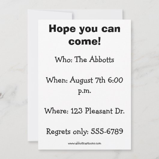 Funny Pool Party Invitation Kaart (Achterkant)