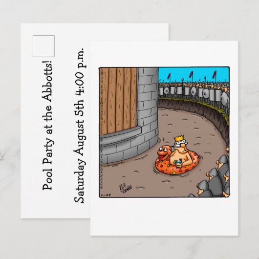 Funny Pool Party Invitations Briefkaarten (Voorkant / Achterkant)