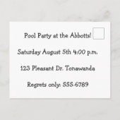 Funny Pool Party Invitations Briefkaarten (Achterkant)
