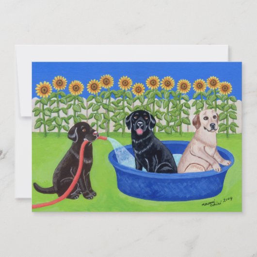 Funny Pool Party Labradors Kaart (Voorkant)