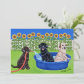 Funny Pool Party Labradors Kaart (Staand voorkant)