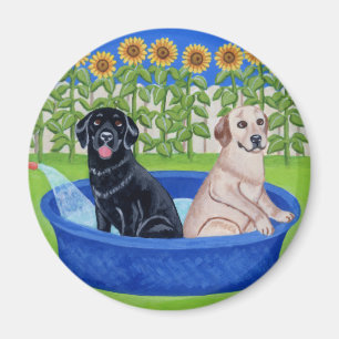 Funny Pool Party Labradors Magneet