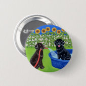 Funny Pool Party Labradors Ronde Button 5,7 Cm (Voorkant /achterkant)