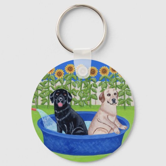 Funny Pool Party Labradors Sleutelhanger (Voorkant)