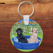 Funny Pool Party Labradors Sleutelhanger (Voorkant)