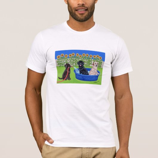 Funny Pool Party Labradors T-shirt (Voorkant)