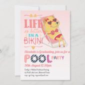 Funny POOL PARTY Pink Afstuderen Girls Kaart (Voorkant)