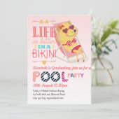Funny POOL PARTY Pink Afstuderen Girls Kaart (Staand voorkant)