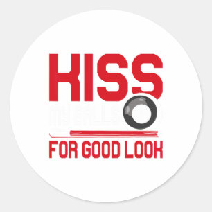 Funny Pool Player - Billard 8-ball Shirt - Voor He Ronde Sticker