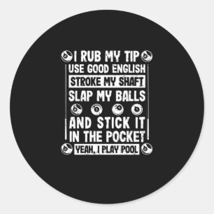 Funny pool player billiards snooker humor ronde sticker