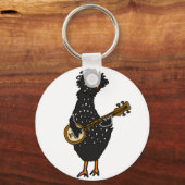 Funny Poolse Chicken Play Banjo Art Sleutelhanger (Voorkant)