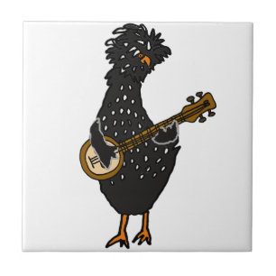 Funny Poolse Chicken Play Banjo Art Tegeltje