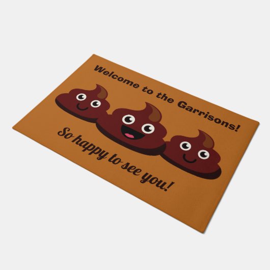 Funny Poop, aangepaste tekst en kleurendormat Deurmat (Schuin)